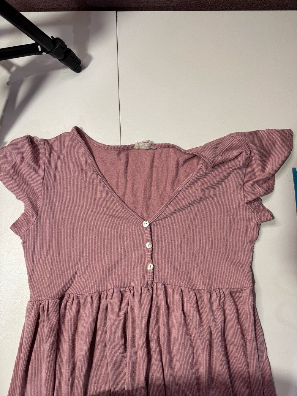 See you Monday Mauve Button-Front Ribbed Babydoll Dress